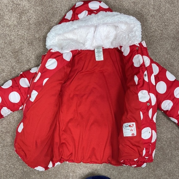 Disney store Minnie Mouse polka dot red white winter coat 7/8 - Picture 6 of 11